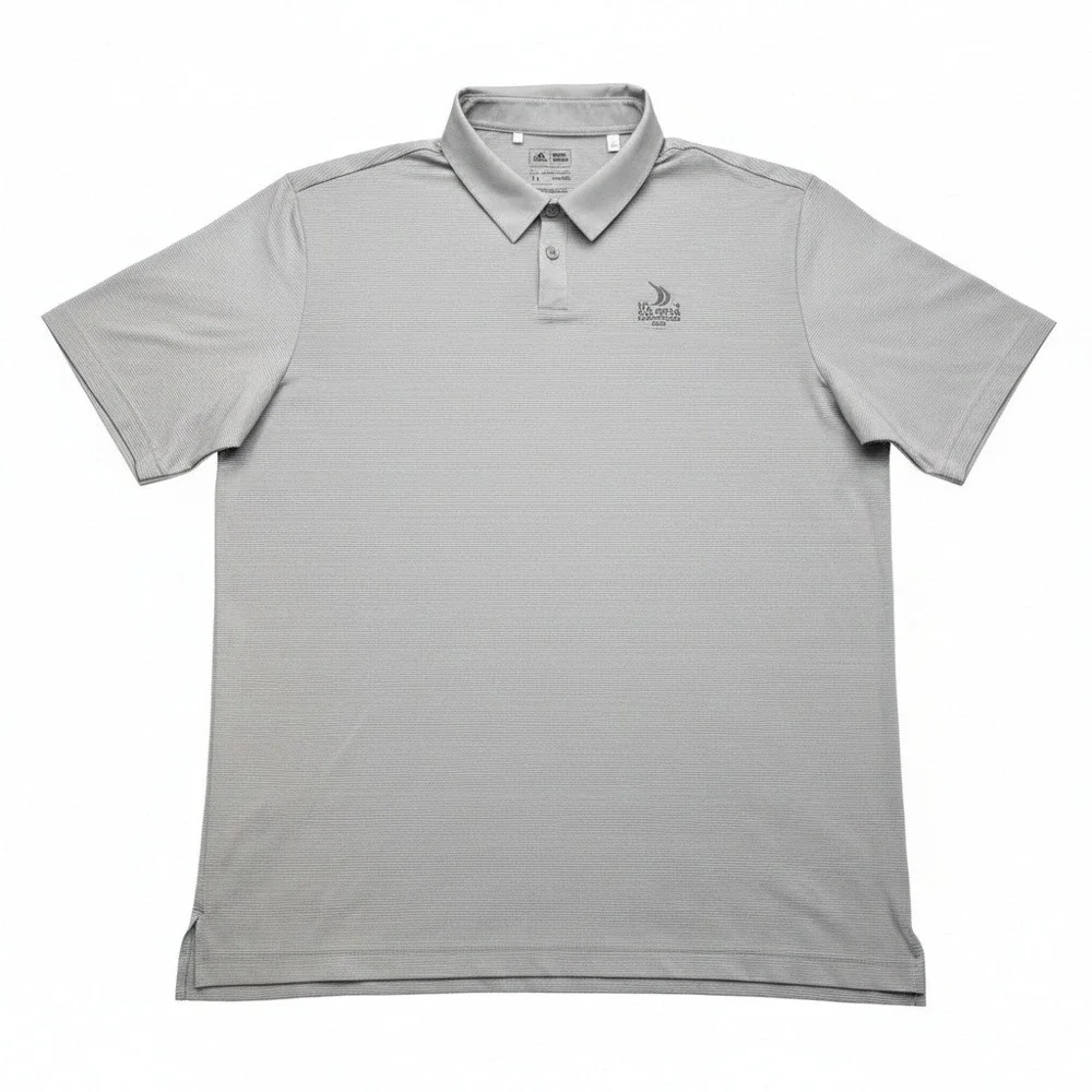Adidas Golf Shirt Mens XL Gray Striped Polo 2015 US Open Chambers Bay Poly Blend
